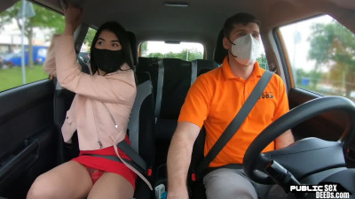 Sexy european student driver publicly fucking her instructor