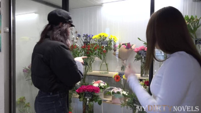 Worker of flower shop enticed into threeway with hot couple