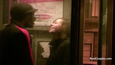 British couple having sex in phone booth and abandoned building