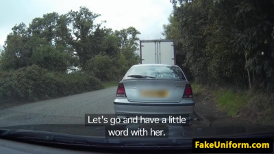 UK policeman stops blonde to fuck her tight snatch