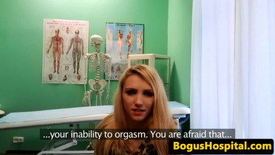 Petite blonde patient pussyfucked by the gynecologist 