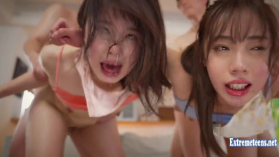 Two hot Japanese idols getting fucked so hard