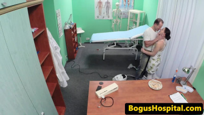 Real eurobabe nurse cumsprayed in 3some with doc