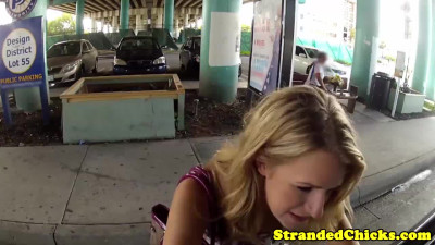 Blonde amateur finishes the guy off with her lips