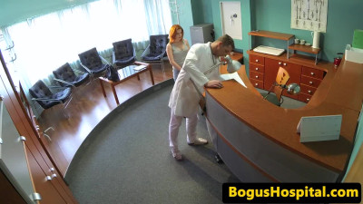 Real euro patient fucked on the desk by the horny doctor 