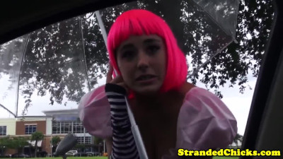 Babe in halloween costume banged by a stranger