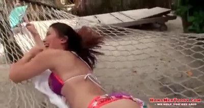 Brunette Teen In Bathing Suit Love Huge Cock