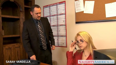 Superb blonde office MILF Sarah Vandella fucked really hard