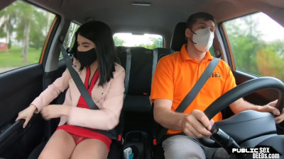 Perkyboobs beauty screwed in car by driving instructor