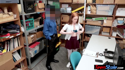 Cute ginger college girl Ella Hughes gets pounded for shoplifting