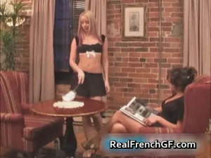 Gorgeous french maid going lesbian on her friend