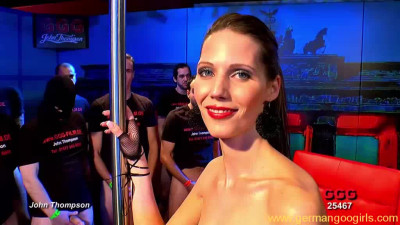 A tall German beauty in gang bang