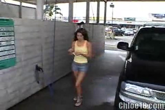 The young Chloe masturbating in the carwash