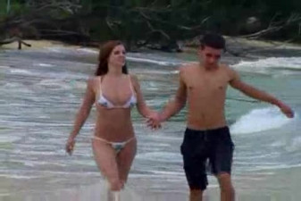 Sweet teen couple on beach sex