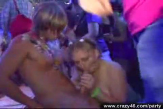 Drunk girls have fun with stripper