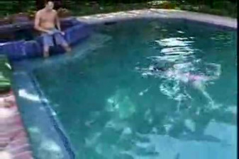 An amateur slut fucking by the pool