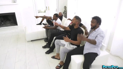 Hot maid Avi Love fucks a group of black studs