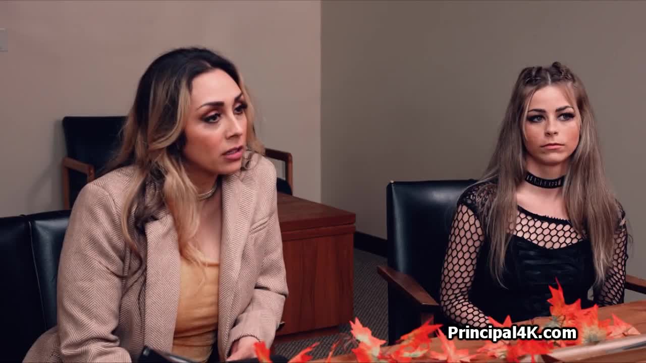 Stepmom and stepdaughter blow the principal in his office Free Porn Videos | ePornHot.